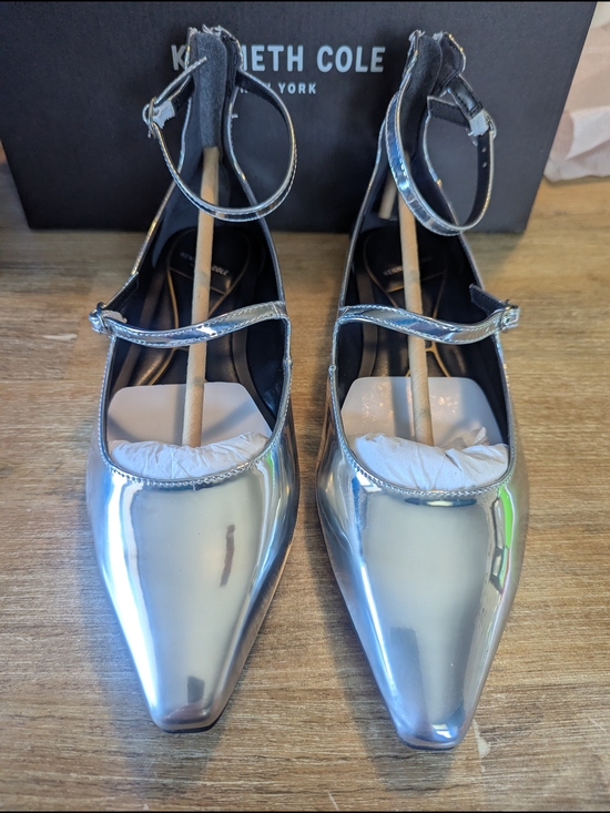 Kenneth Cole Shoes - Kenneth Cole Women's Silver Pointed-Toe Mary Jane Flats